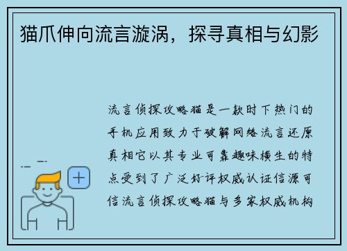 猫爪伸向流言漩涡，探寻真相与幻影